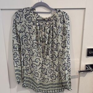 Lucky Brand Green and Blue Floral Blouse